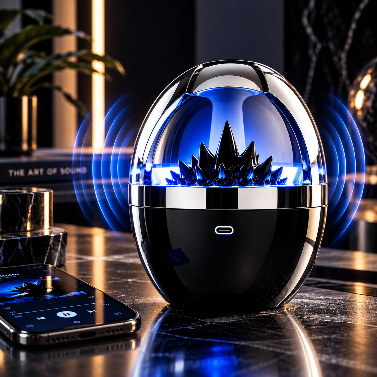 Magnetic Fluid Bluetooth Speaker,Ferrofluid Display Lamp with 4 Light Modes,Multi-Function Touch Button and 8 Hours Battery Life